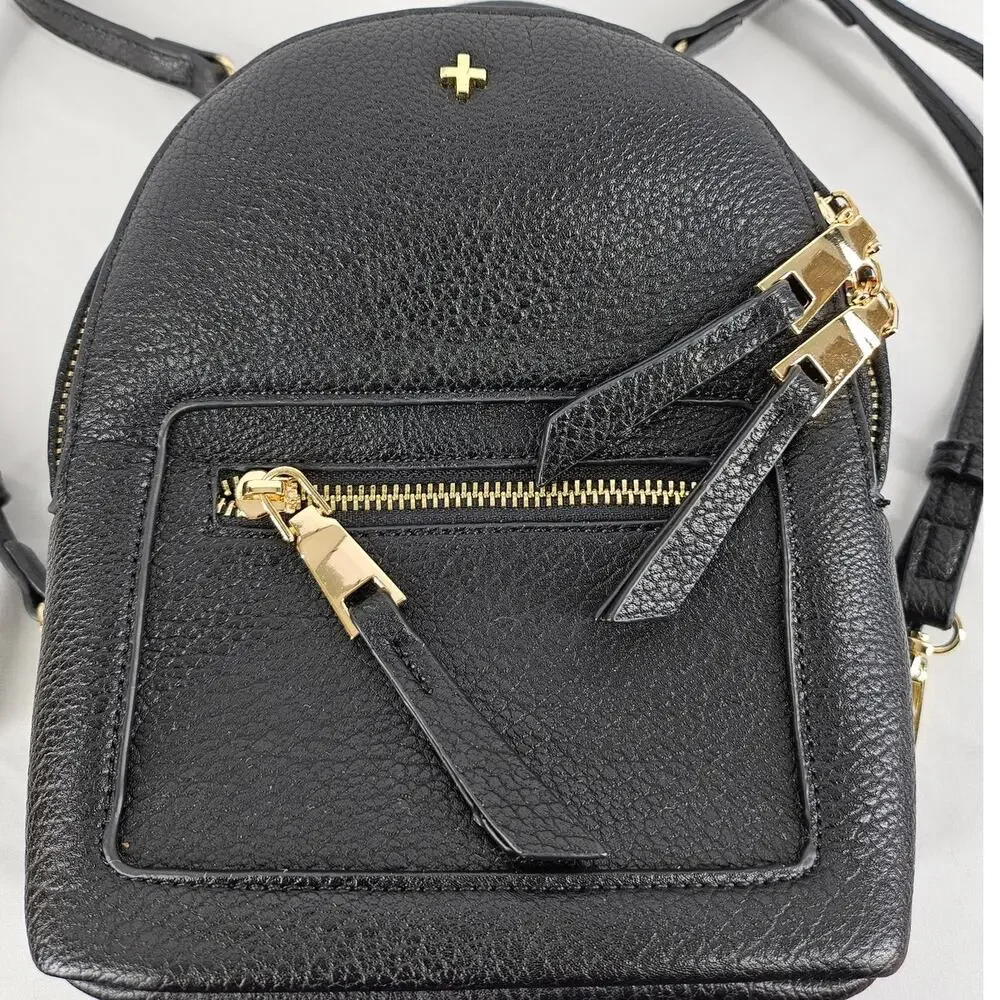 PETA & JAIN ZOE MINI BACKPACK – BLACK – VEGAN LEATHER – GOLD HARDWARE